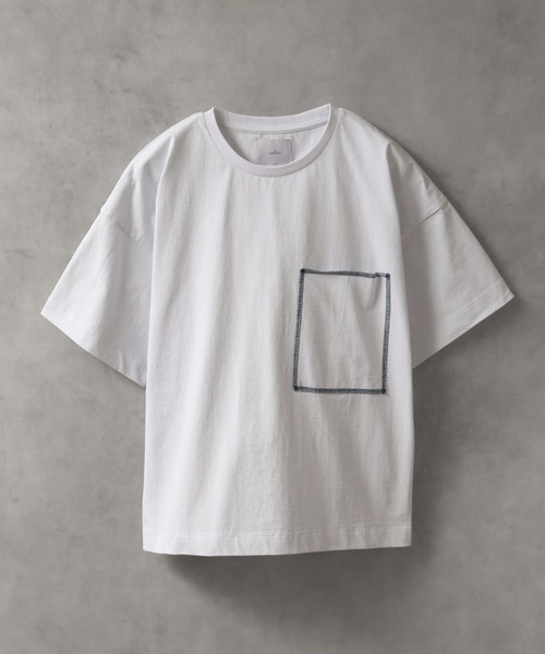 ★ JEANS★ ウィメンズ ボクシー半袖Tシャツ tシャツ 「welise/ウェライズ」チェーンステッチポケット
