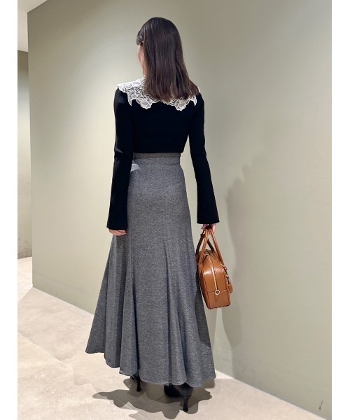 SNIDEL◆ニット・セーター(薄手)/one/ポリエステル/BLK/無地/SWNT232119 SNIDEL（スナイデル）の「ワンポイントニットプルオーバー