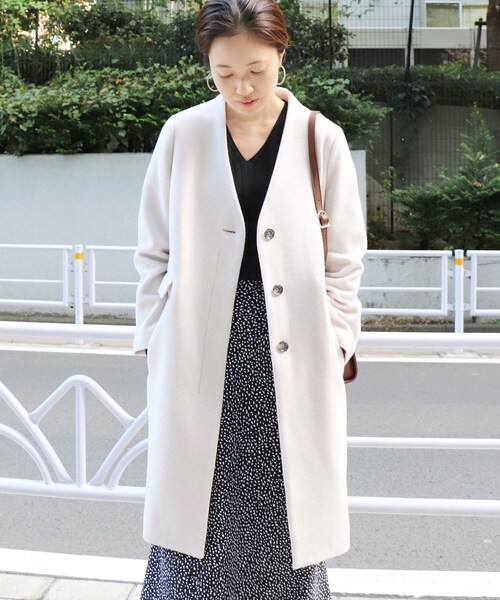 SLOBE IENA ノーカラー　ウールコート 週末限定値下げスローブイエナノーカラーコート36サイズ