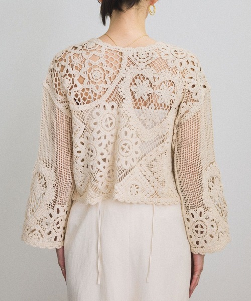 り*ん様 新品 The Barnnet バーネット クロシェニットカーディガン SALON adam et rope' カーディガン クロシェニットクロップド