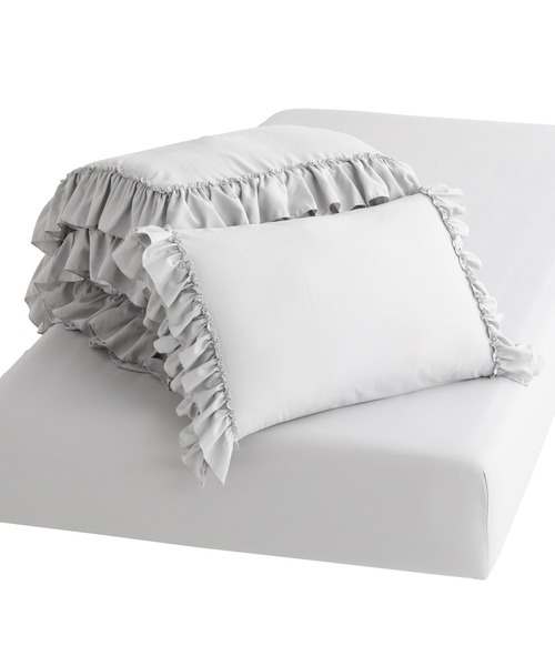 送料込み！8月削除。かんたん寝具セット プラス フリル セミダブル グレー Francfranc（フランフラン） ベッド 寝具 「オンラインショップ限定