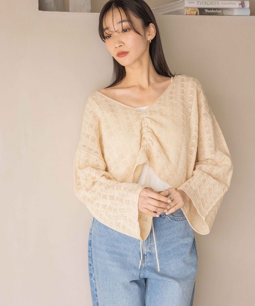 LOWRYS FARM シンプルニット M LOWRYS FARM ニット セーター スカシ2WAYドルマンプル