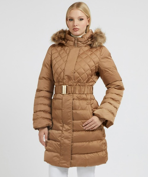 GUESS（ゲス） ダウンコート SMALL ブラウン レディース : ZOZOTOWN