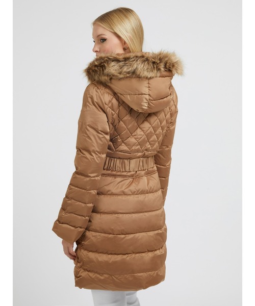 GUESS（ゲス） ダウンコート SMALL ブラウン レディース : ZOZOTOWN