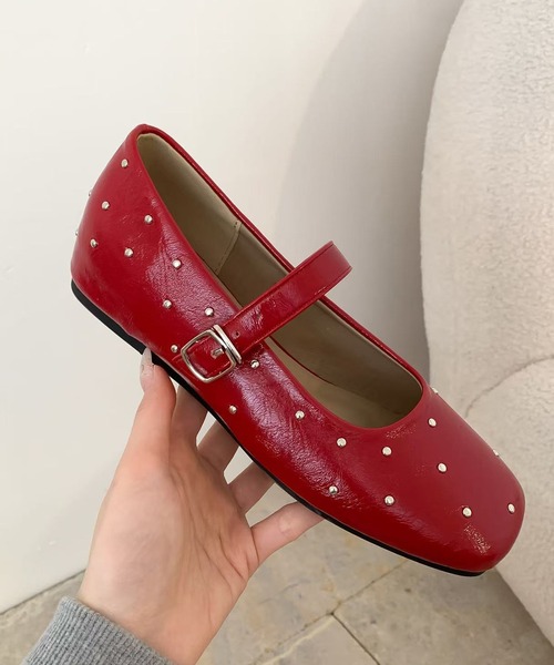 バレエシューズ パンプス Nia(ニア)/スタッズドット メリージェーン