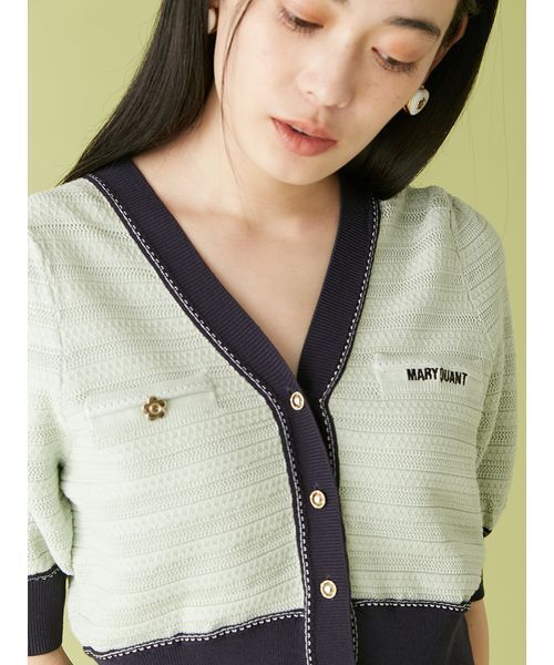 LILY BROWN マリークワントカーディガン・アンサンブル アイボリー LILY BROWN×MARY QUANT】デイジーモチーフニットカーディガン