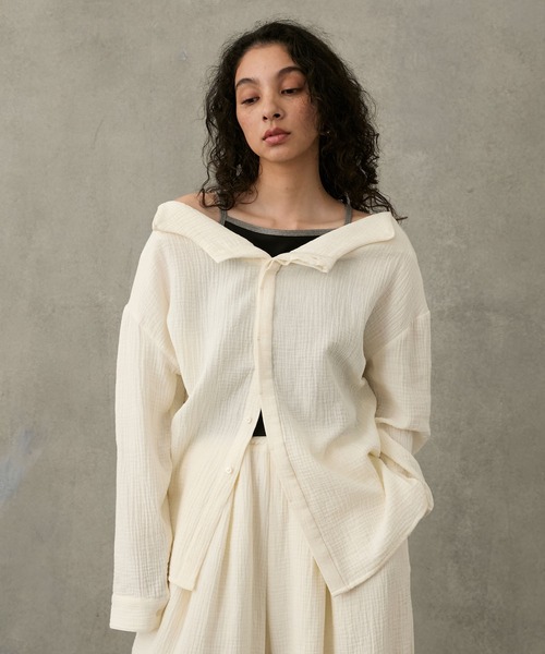 Stroove ブラウス シャツ 2way cotton gauze relax shirt