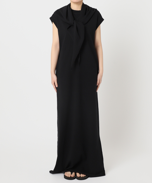 Cityshop フリルカラーロングドレス ワンピース レーヨンシティーショップ CITYSHOP ワンピース CUT DRESS with SCARF：ワンピース