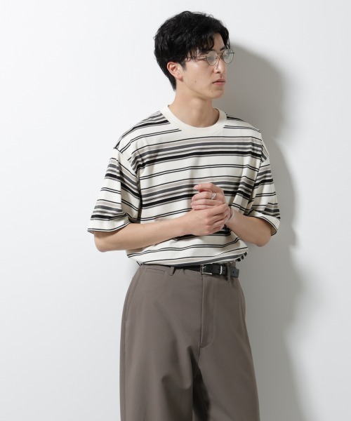 マルチボーダーリラックスＴシャツ 半袖 マルチボーダー リラックス Tシャツ 半袖