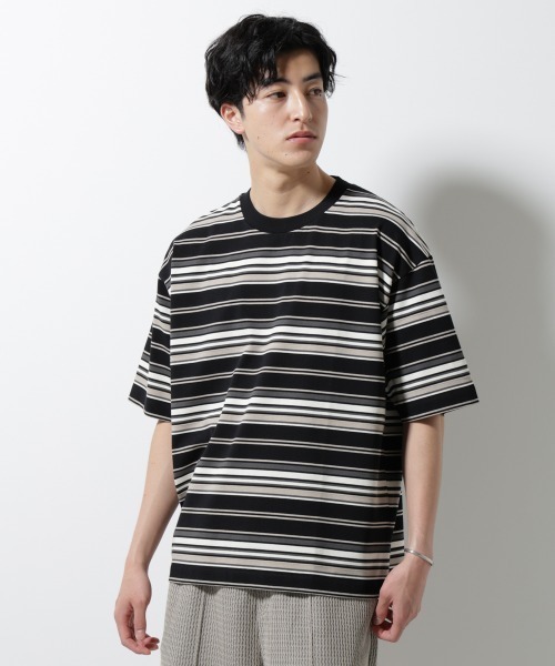 マルチボーダーリラックスＴシャツ 半袖 NANO universe tシャツ マルチボーダーリラックスTシャツ 半袖