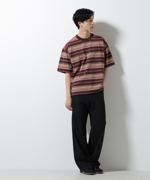 NANO universe（ナノ・ユニバース） tシャツ マルチボーダーリラックス