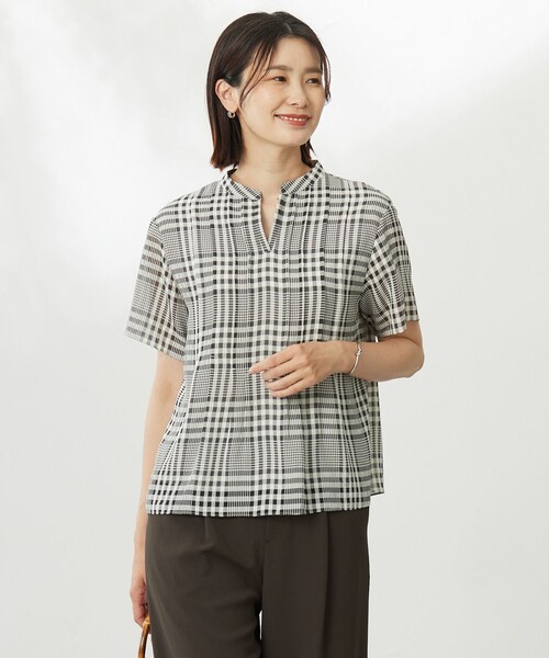 【洗える】J.press シアーチェック カットソー J.PRESS（J.プレス） tシャツ 「WEB限定カラーあり・洗える」シアー