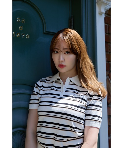 Her lip to ポロシャツ ポロ Multi Border Polo Top レディース