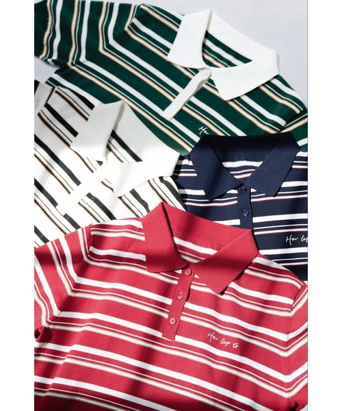 Her lip to　Multi Border Polo Top Her lip to ポロシャツ ポロ Multi Border Polo Top レディース