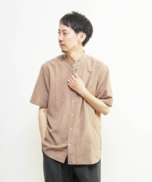 MEN'S MELROSE シャツ リネンライクスラブエステル / スタンダード半袖