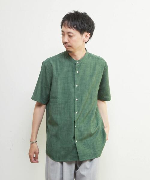 MEN'S MELROSE シャツ リネンライクスラブエステル / スタンダード半袖