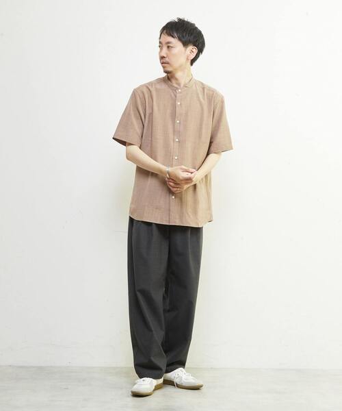 MEN'S MELROSE シャツ リネンライクスラブエステル / スタンダード半袖