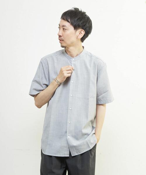 MEN'S MELROSE シャツ 半袖 リネンライクスラブエステル