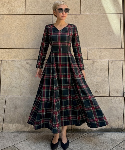 ワンピース Vネックタータンチェックワンピース : ZOZOTOWN Yahoo!店