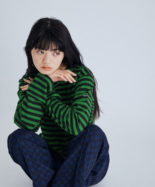 「agnes b.」 長袖カットソー「Adam et Ropeコラボ」 M グリーン レディース