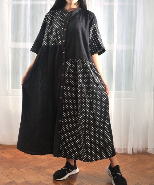 Y's ワイズ　ヴィンテージ　ボタン　シャツワンピース　マキシ丈　サマーウール Y's ワイズ ヴィンテージ ボタン シャツワンピース マキシ丈