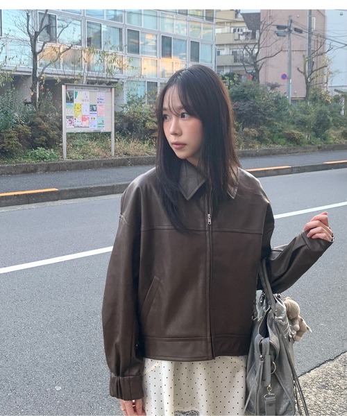 FREE'S MART（フリーズマート） ブルゾン アウター 合皮ジップアップ