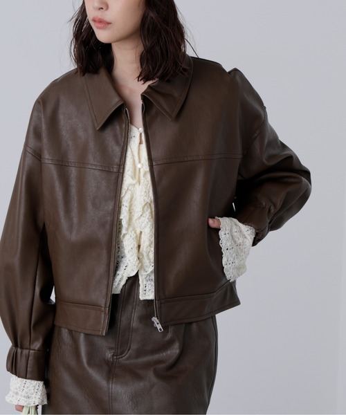 FREE'S MART（フリーズマート） ブルゾン アウター 合皮ジップアップ