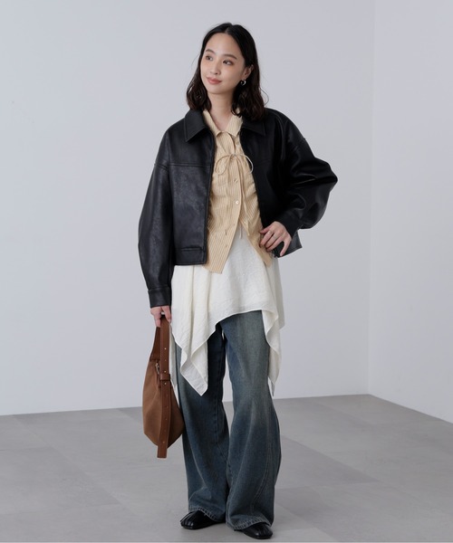 FREE'S MART（フリーズマート） ブルゾン アウター 合皮ジップアップ