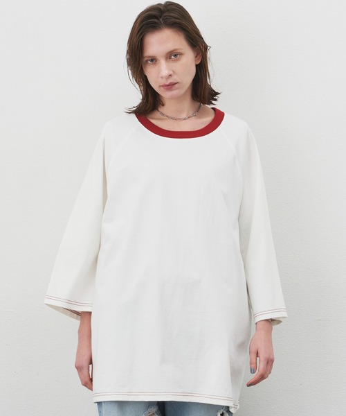 「AIVER」 7分袖Tシャツ MEDIUM オフホワイト メンズ