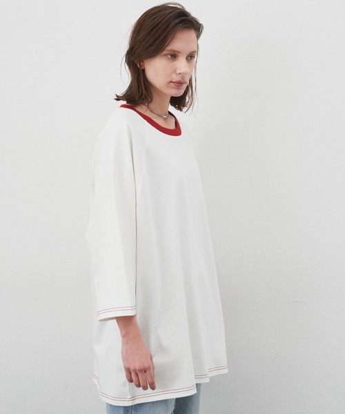 「AIVER」 7分袖Tシャツ MEDIUM オフホワイト メンズ