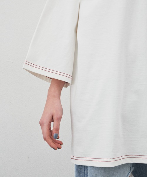 「AIVER」 7分袖Tシャツ MEDIUM オフホワイト メンズ
