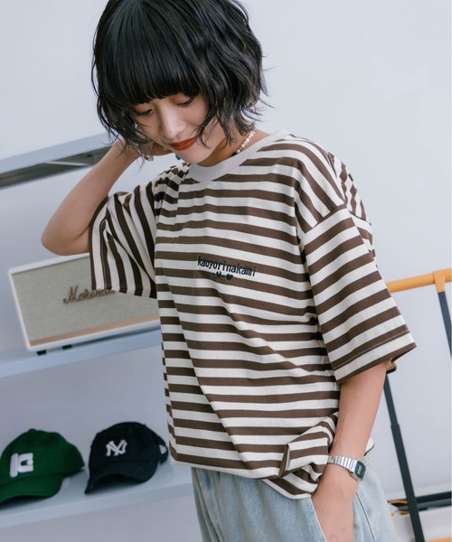 kaoyorinakami tシャツ cookie ボーダーtee/ クッキーボーダーTシャツ