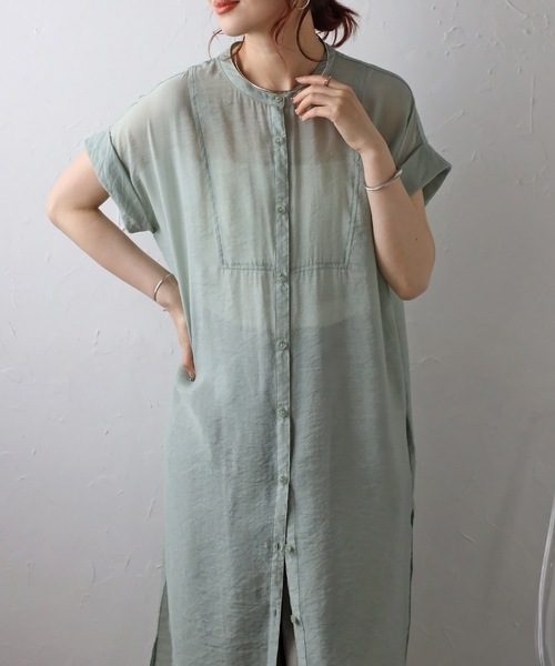 「＆HALF」 「noa-ge」半袖チュニック L ミント レディース