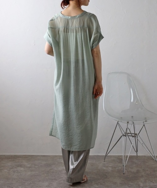 「＆HALF」 「noa-ge」半袖チュニック L ミント レディース