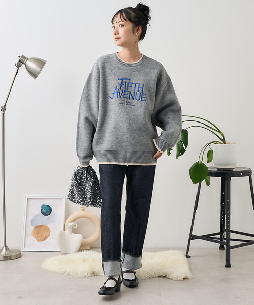 FREAK'S STORE（フリークスストア） ニット セーター 配色ロゴ刺繍