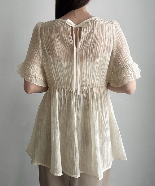 「Meiru」 半袖チュニック SMALL ホワイト レディース_画像4