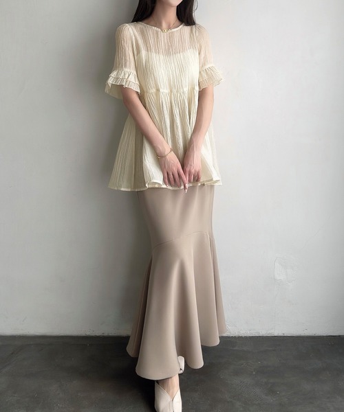 「Meiru」 半袖チュニック SMALL ホワイト レディース_画像6