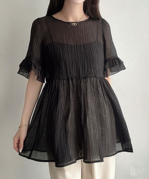 「Meiru」 半袖チュニック SMALL ホワイト レディース_画像7