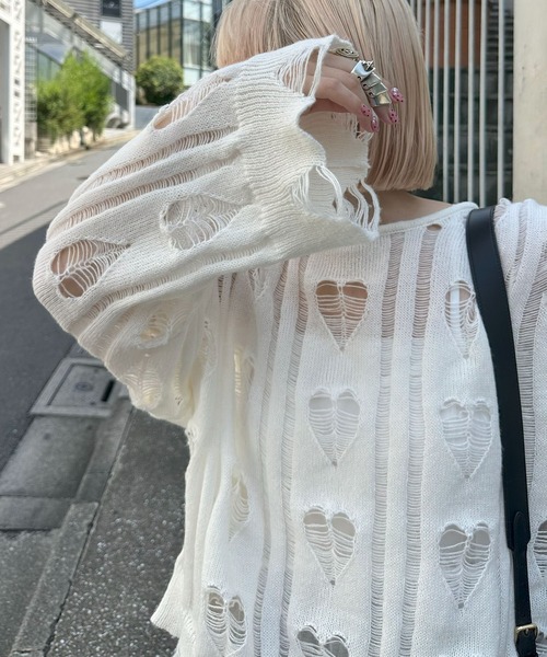 Alley Tokyo ニット セーター ハートダメージニット レディース