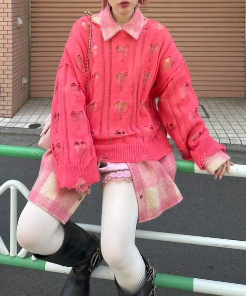 Alley Tokyo ニット セーター 「リバイバル」ハートダメージニット