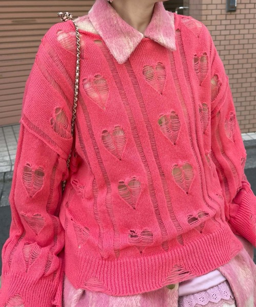 Alley Tokyo ニット セーター 「リバイバル」ハートダメージニット