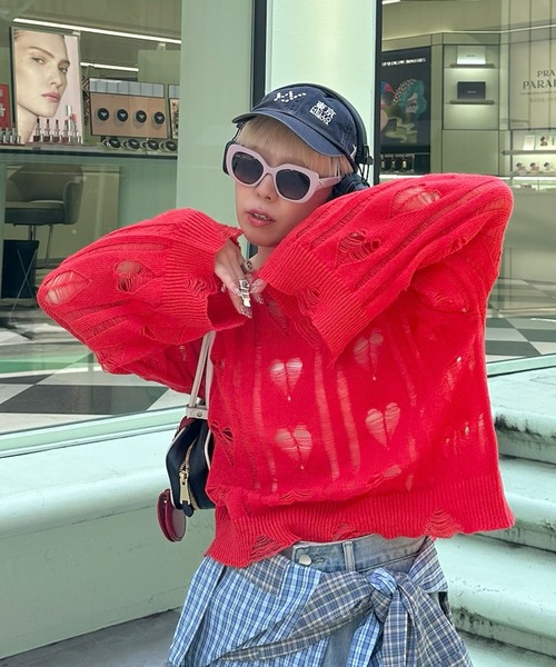 Alley Tokyo ニット セーター ハートダメージニット レディース