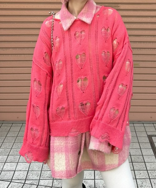Alley Tokyo ニット セーター 「リバイバル」ハートダメージニット