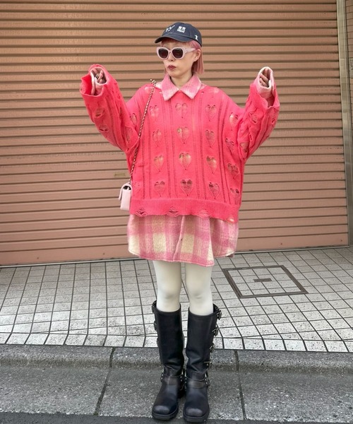 Alley Tokyo ニット セーター 「リバイバル」ハートダメージニット