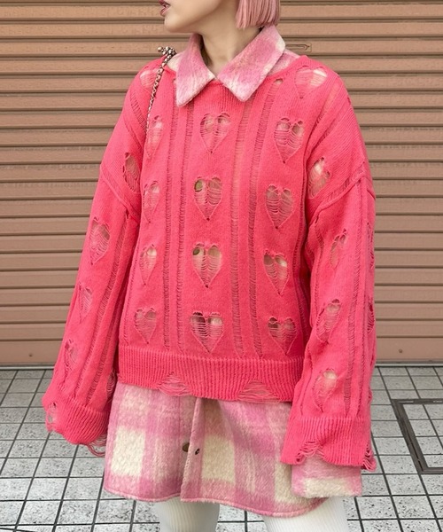 Alley Tokyo ニット セーター 「リバイバル」ハートダメージニット