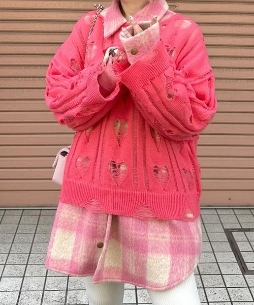 Alley Tokyo ニット セーター 「リバイバル」ハートダメージニット