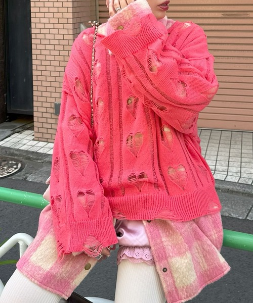 Alley Tokyo ニット セーター 「リバイバル」ハートダメージニット