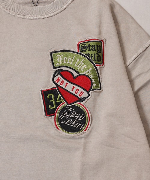 トレーナー スウェット アップリケ刺繍 ピグメント / Applique