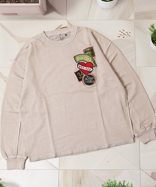 トレーナー スウェット アップリケ刺繍 ピグメント / Applique