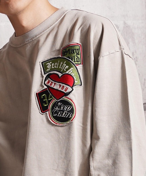 トレーナー スウェット アップリケ刺繍 ピグメント / Applique